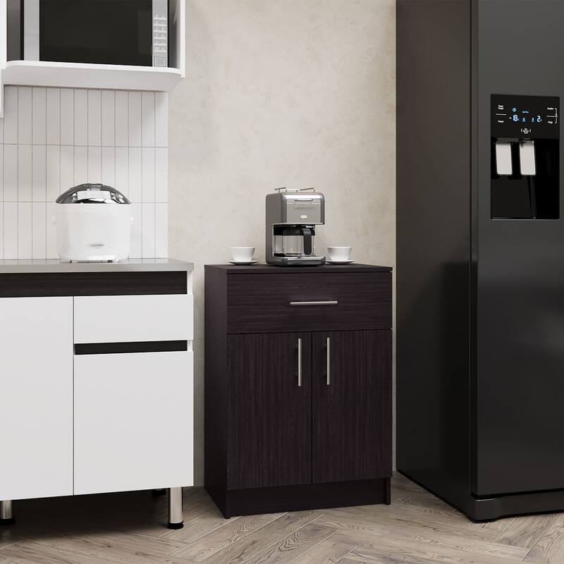 Mayorca Multistorage Pantry Cabinet, One Drawer, Two Interior Shelves, Black - Black