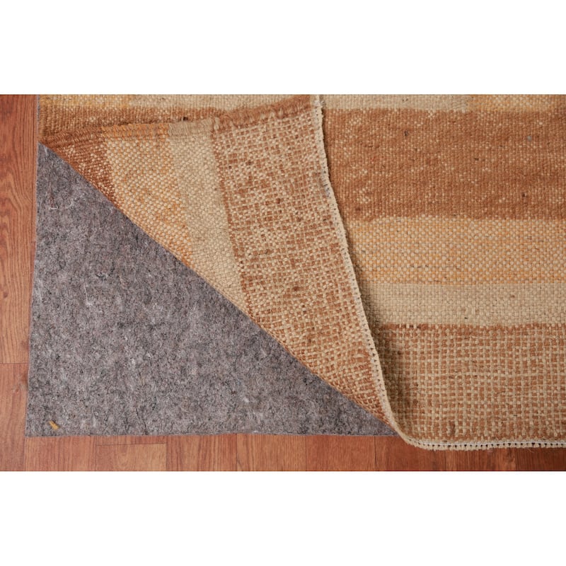 Hand Woven Oriental 100% Jute Carpet Modern Stripe Multi-Colored Kilim Area Rug - 12' 0'' X 9' 7''
