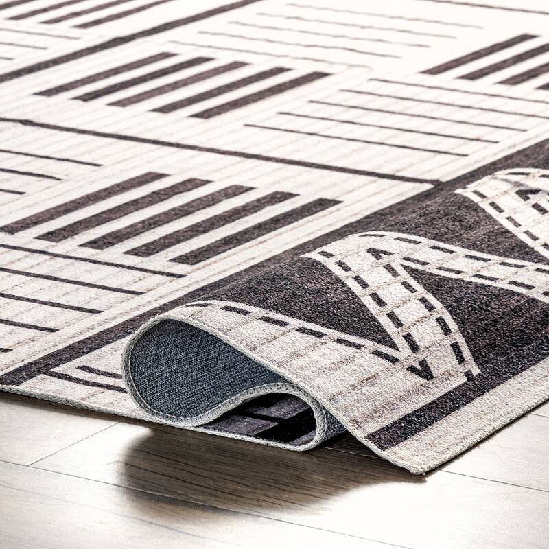 Nuloom Evia SpinClean Tribal Stripes Machine Washable Area Rug