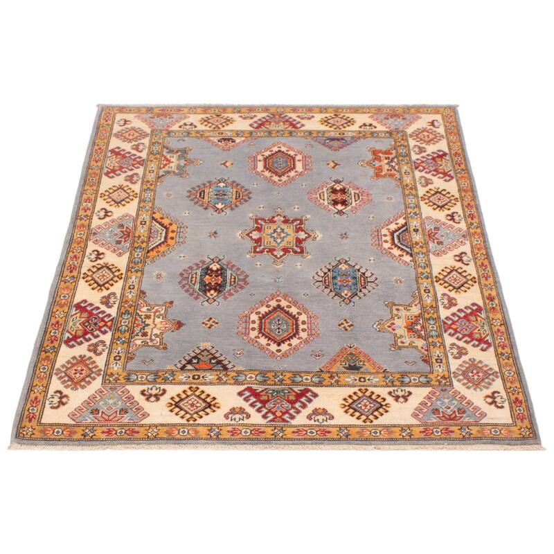 ECARPETGALLERY Hand-knotted Uzbek Ghazni Grey Wool Rug - 4'11 x 6'5