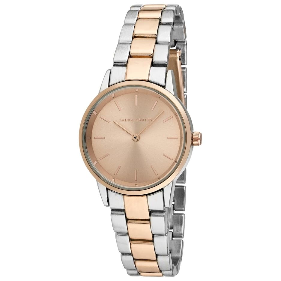 Laura Ashley Women's Sunray Dial Matte and Shiny Link Bracelet Watch- 7 Colors Available