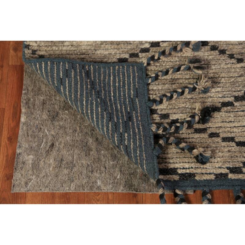 Striped Trellis Moroccan Oriental Area Rug Handmade Wool Carpet - 5'8" x 8'5"