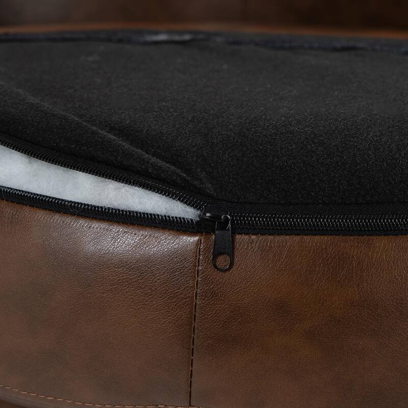 32" Wide PU Leather Swivel Barrel Chair with Metal Base