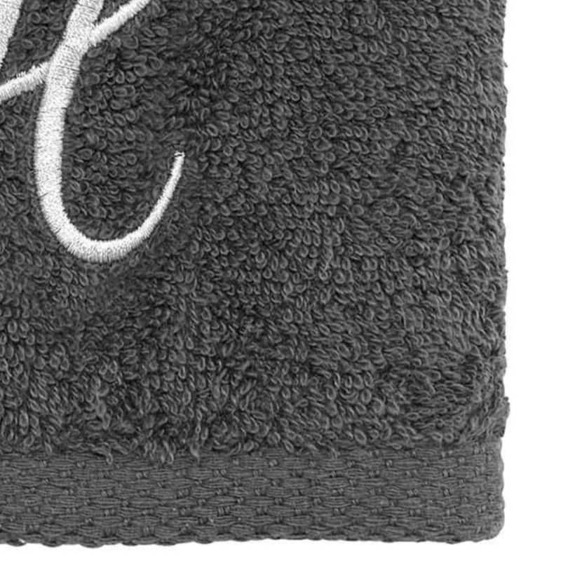 Avanti Linens Granite/Silver Script Monogram Fingertip Towel Letter H - Fingertip Towel