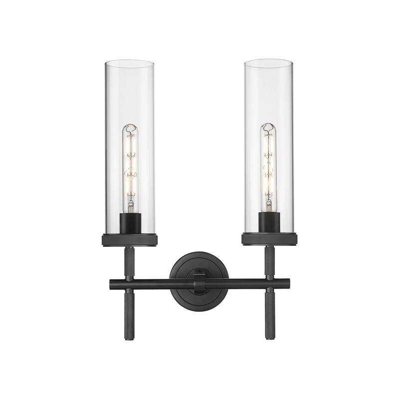 Innovations Lighting Lincoln - 2 Light 12" Wall-Mounted Bath Vanity Light - Clear/Matte Black