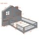 preview thumbnail 3 of 16, Full Size Kids Bed House Bed with Shelves and Sockets and USB Port, Gray