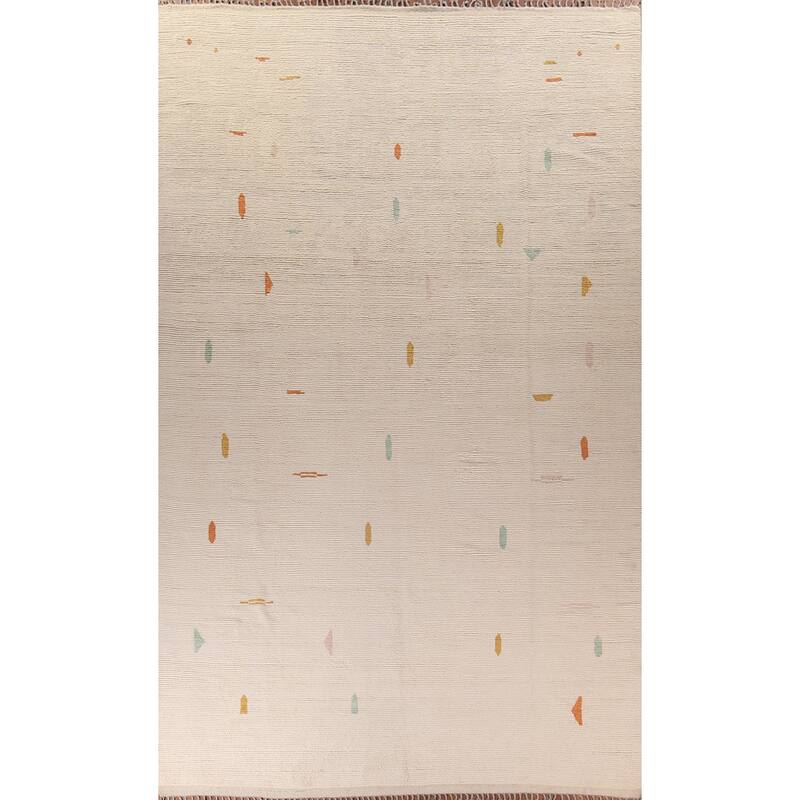 Ivory Palace Size Moroccan Oriental Area Rug Hand-Knotted Wool Carpet - 11'10"x 18'7"