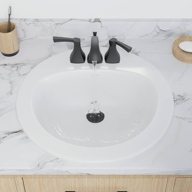 Karran Valera 20" Circular Top Mount Vitreous China Bathroom Sink in White