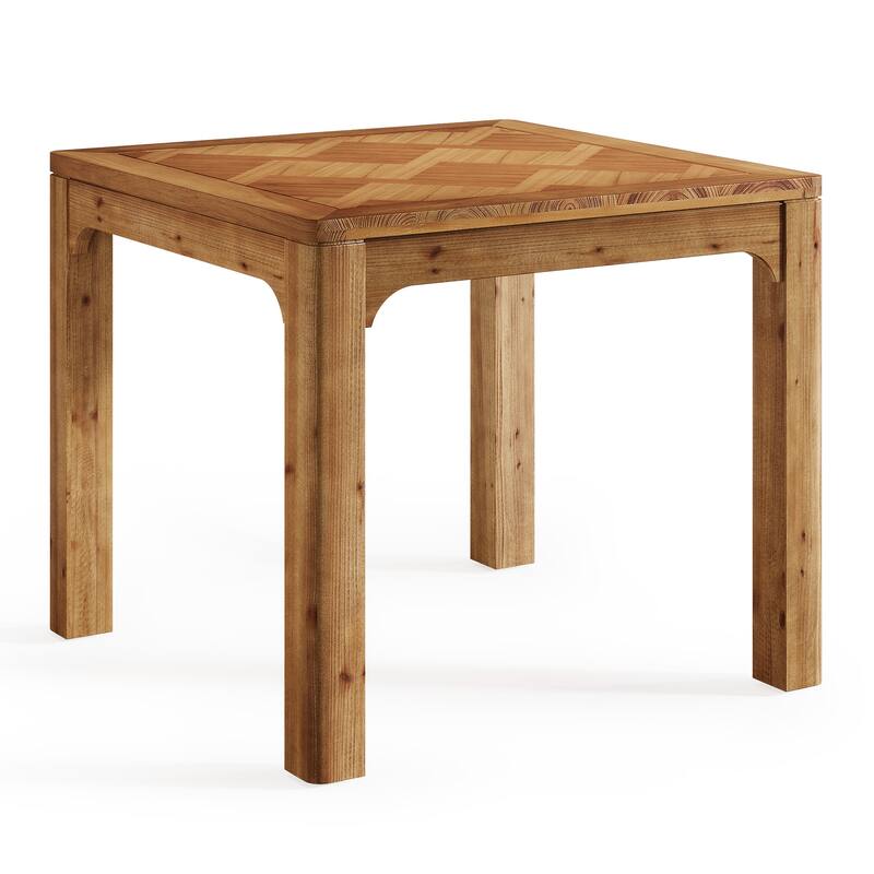 Solid Wood Dining Table, Square Kitchen Table with 3D Textured Top for Living/Dining Room