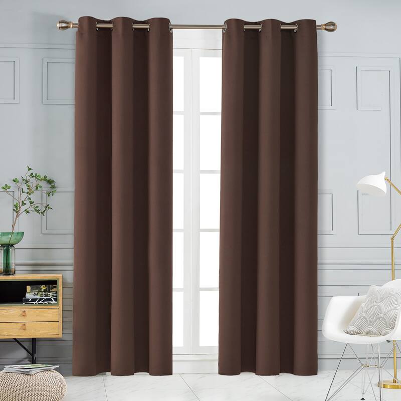 Deconovo Insulated 42 Width Curtain Panel Pair (2 Panel) - W42 x L108 Inch - Brown