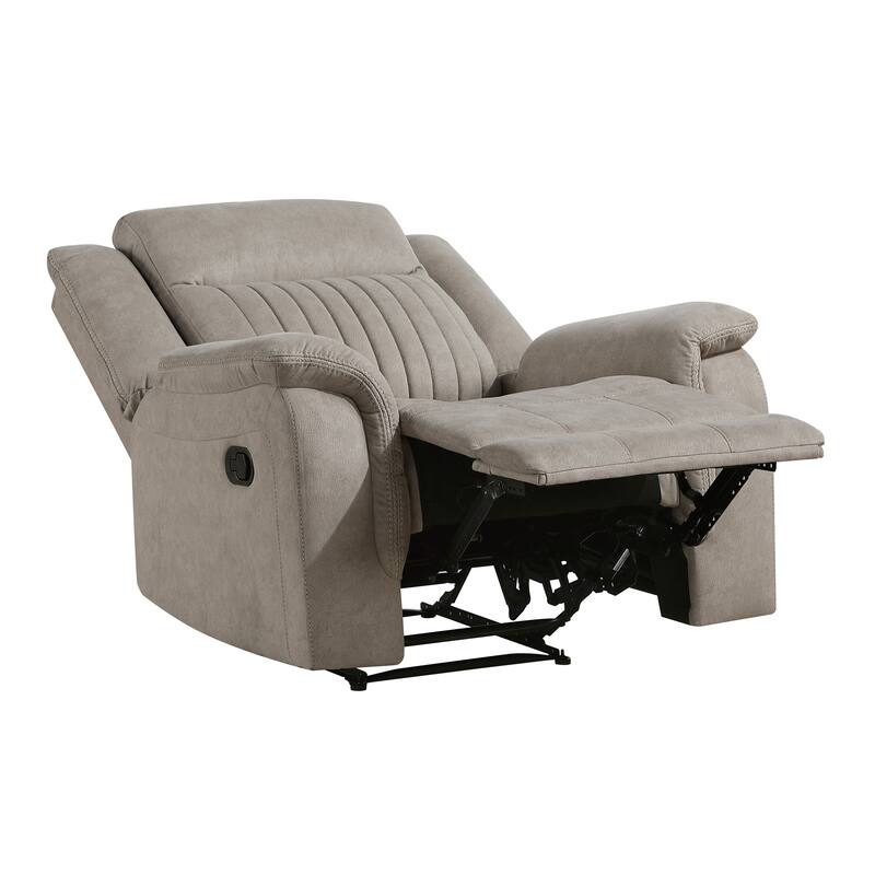 Lenore 39.5" Microfiber Manual Double Reclining Sofa - Tab Pull Motion