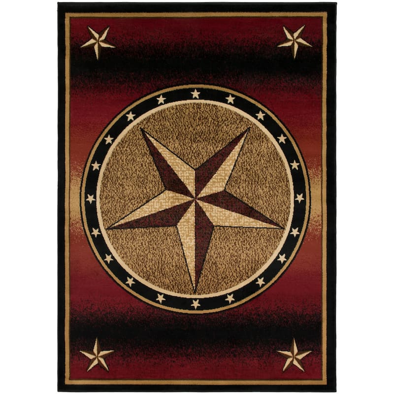 American Destination Amarillo Western Star Area Rug - 5'3" x 7'3" - Rust