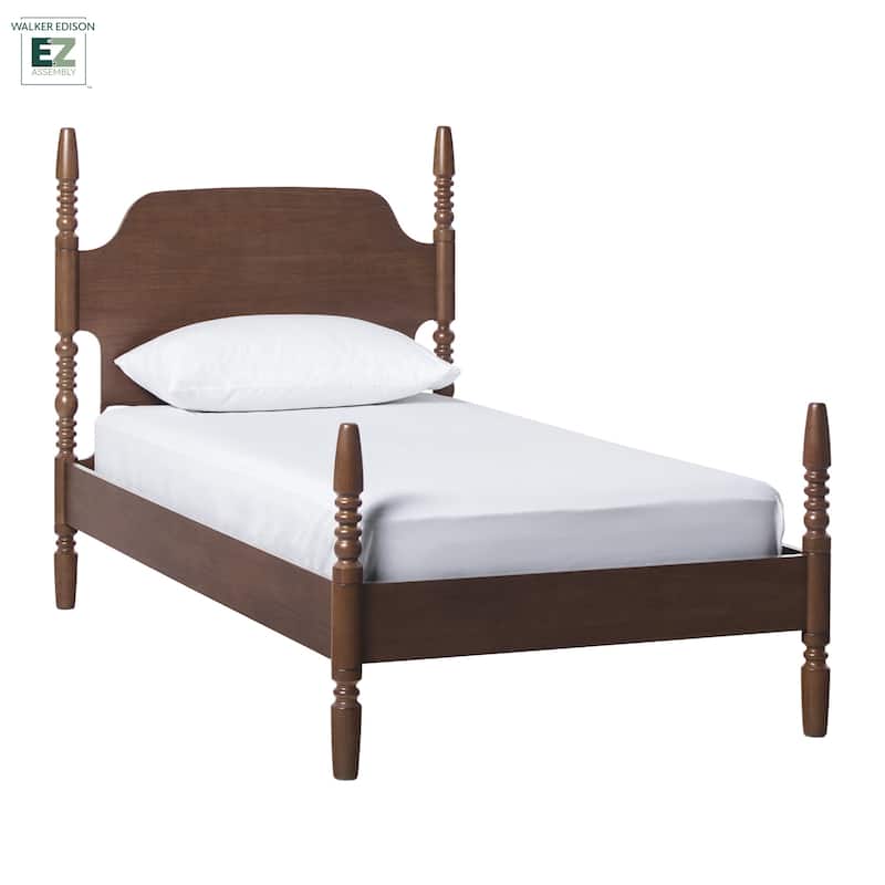 Walker Edison Easy Assembly Solid Wood Twin Bed with Wood-Turning Detail