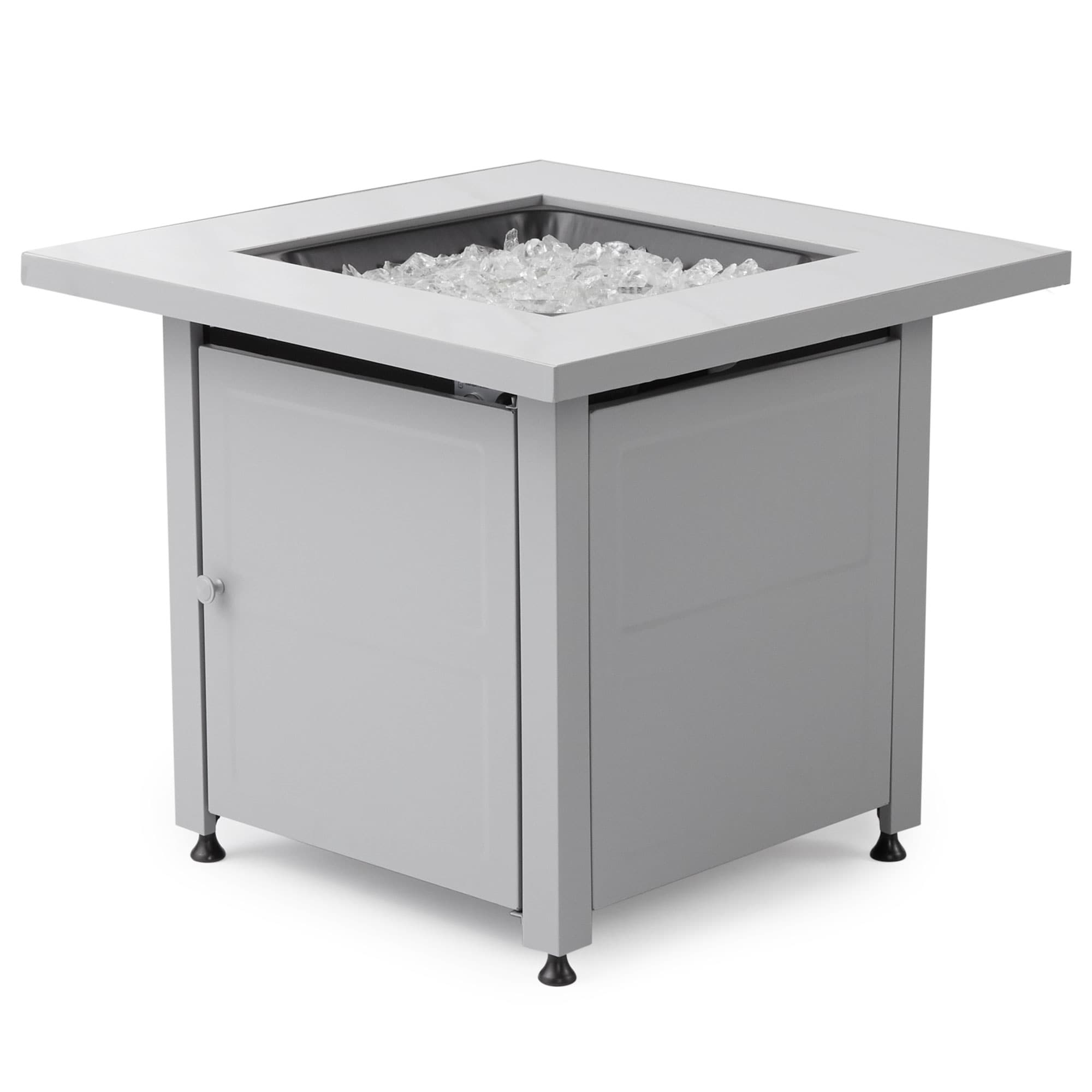 Endless Summer All Weather Outdoor Fire Pit with Faux Marble Finish, White Glass