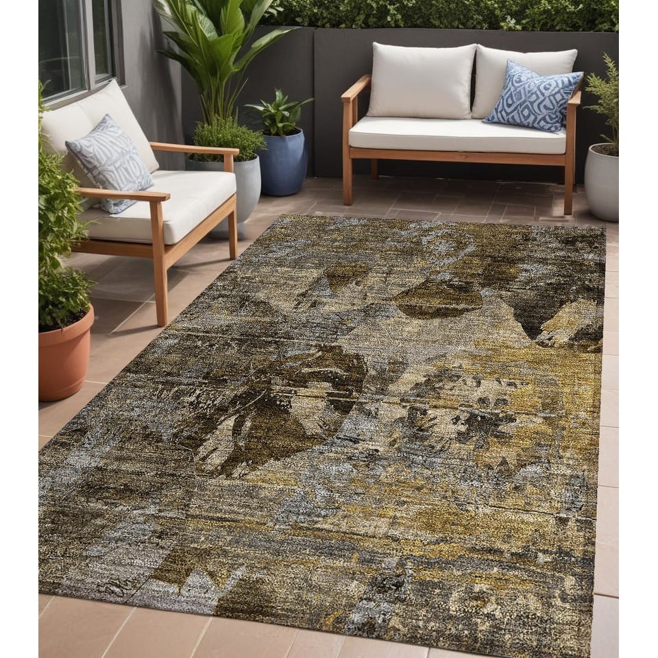 Rane Modern Art-Inspired Weather Resistant Timeless Fusion Runner Outdoor Rug