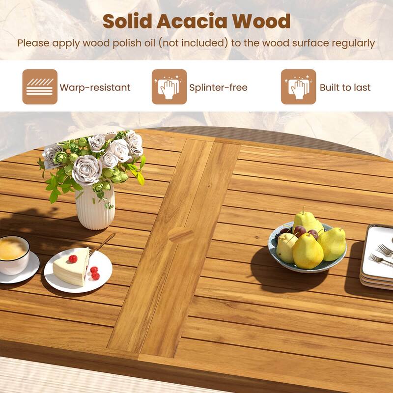 Costway 63" Acacia Wood Dining Table with Heavy-Duty Metal Legs 1.97" - See Details