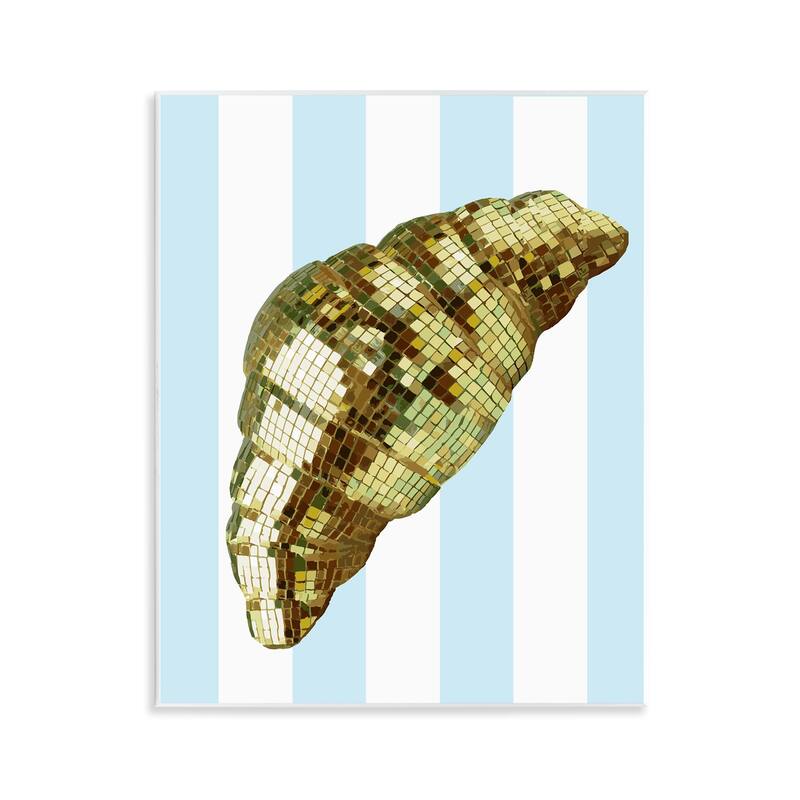 Stupell Disco Croissant & Blue Stripes Wall Plaque Art Design By Lil' Rue - 11 x 14