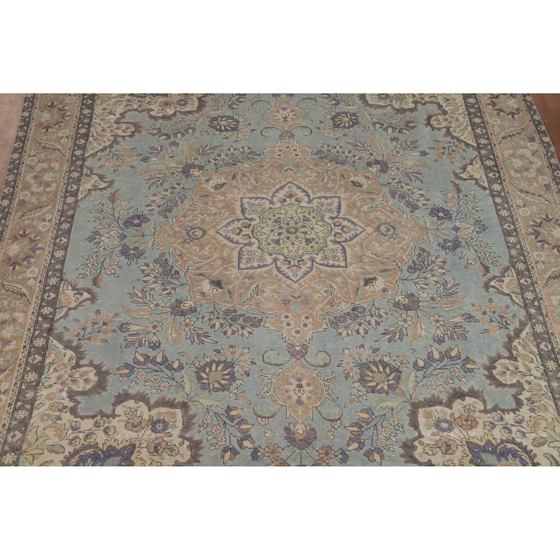 Medallion Tabriz Persian Vintage Rug Oriental Handmade Wool Carpet - 9'3" x 12'4"