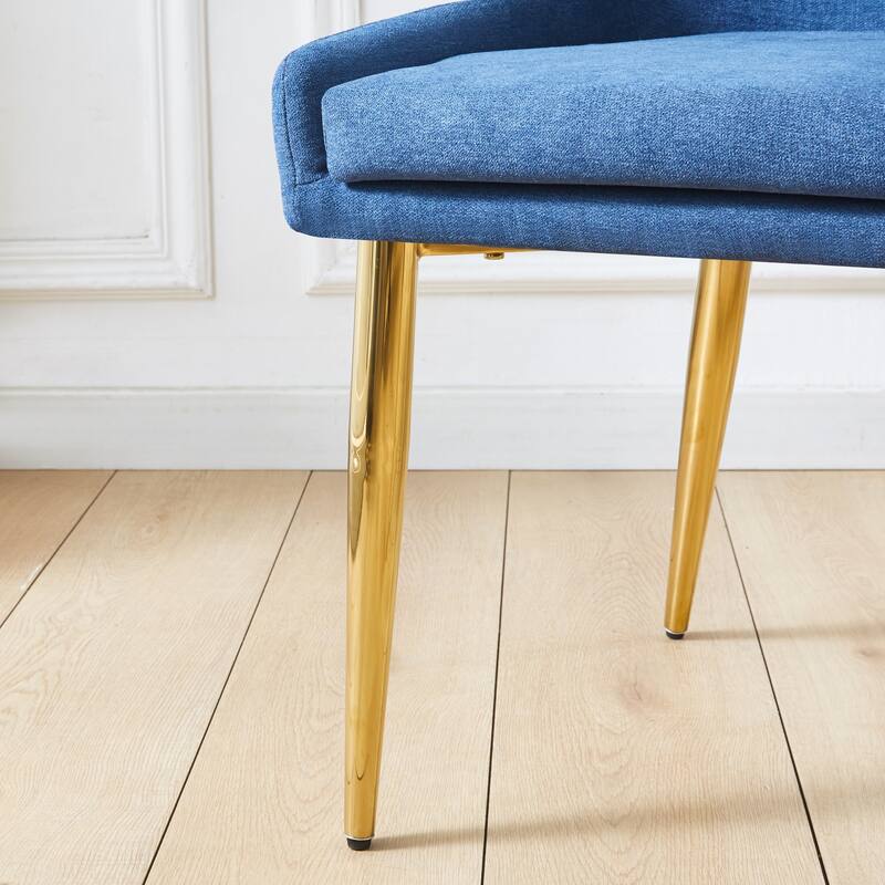 Set of 2 Classical Upholstered Accent Dining Chairs with Steel Legs