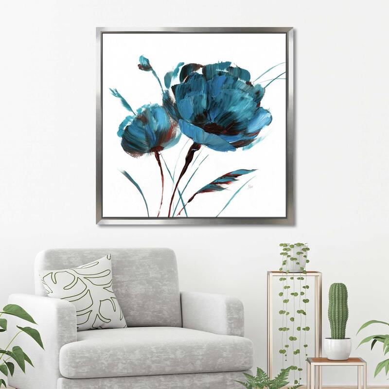 "Blue Poppy Splash I" by Nan Print on Floating Canvas