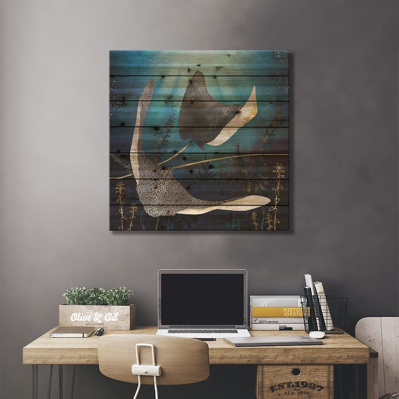 Metallic Stingray Print On Wood by SpaceFrog Designs - Multi-Color