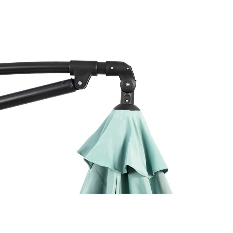 10ft Offset Hanging Market Patio Umbrella w/Easy Tilt Adjustment, Polyester Shade, 8 Ribs for Backyard, Poolside-(No Base)