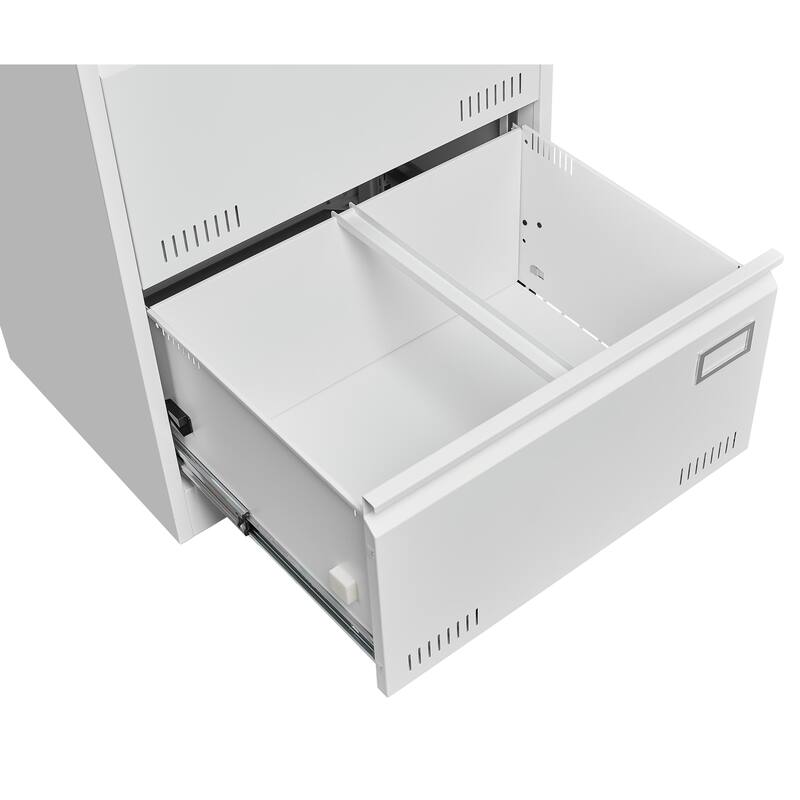 Anmytek White 3 Drawer Lateral Locking Metal Filing Cabinet for Home Office Legal Letter A4 F4 Storage