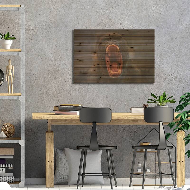 Silverback Roar Print On Wood by Louis Ruth - Multi-Color