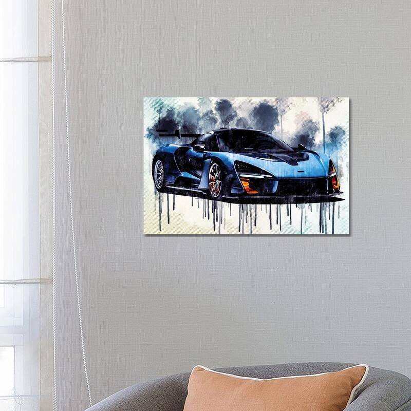 iCanvas "Mclaren Senna 2018 P15 Supercar Racing Car Hypercar" by Sissy Angelastro Canvas Print - 18x26x1.5