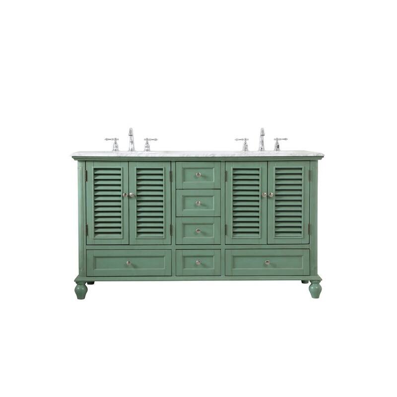 Elegant Lighting VF30560D Rhodes 60" Free Standing Double Basin Vanity - Vintage Mint