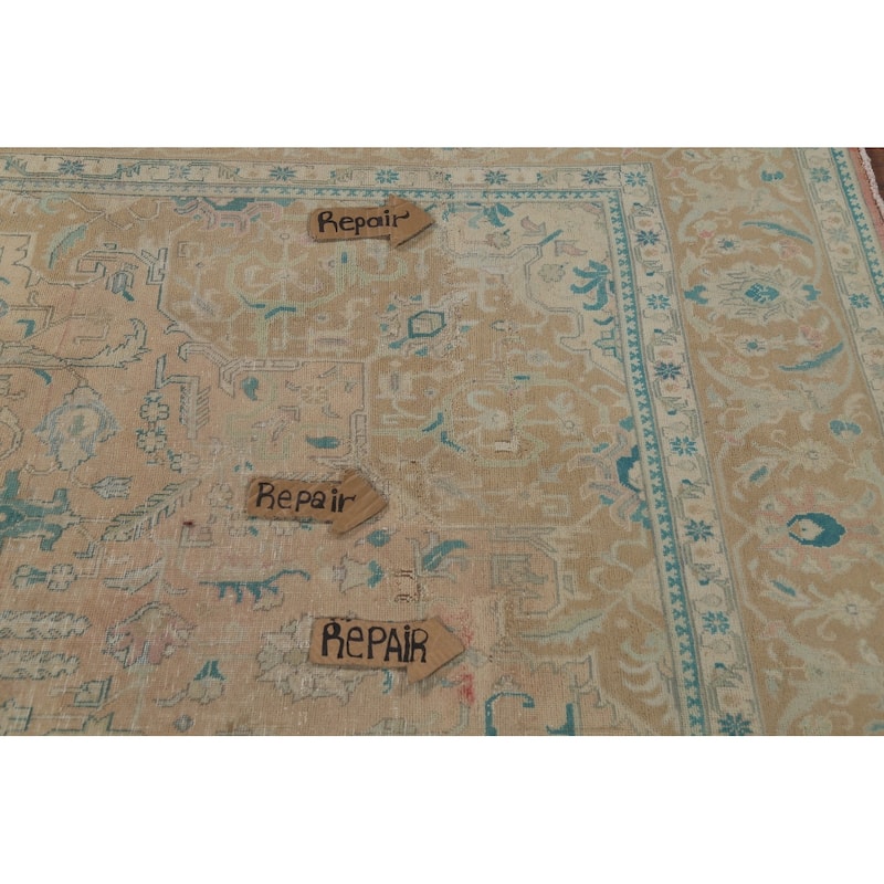 Distressed Tabriz Persian Vintage Area Rug Handmade Wool Carpet - 7'10"x 11'9"