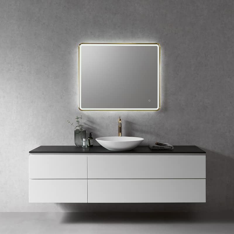 Altair Viaggi Rectangle Framed LED Lighted Wall Mirror
