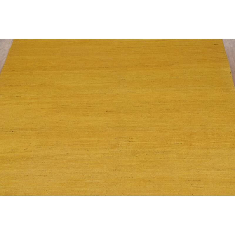 Modern Yellow Gabbeh Oriental Area Rug Tribal Hand-Knotted Wool Carpet - 6'6" x 9'6"