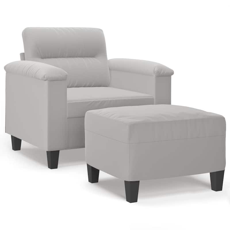 vidaXL Couch Modern Accent Upholstered Chair with Footstool Microfiber Fabric