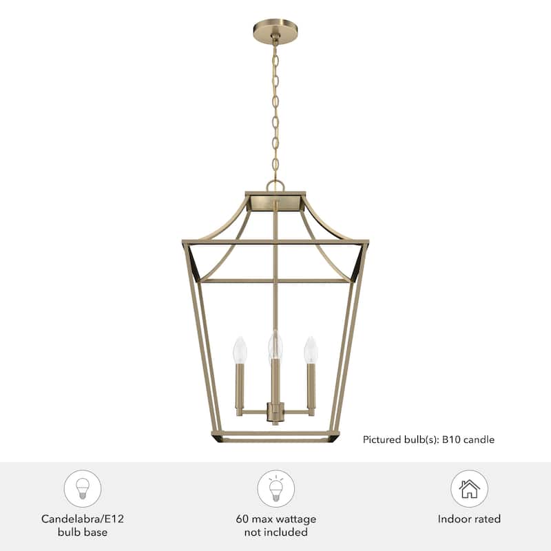 Hunter Laurel Ridge 18" 4-Light Lantern Pendant - Entry, Dining Room - Candle, Cage - Modern Farmhouse, Transitional