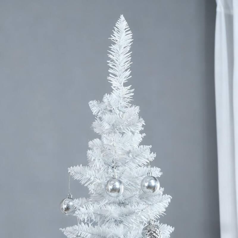 Slim Xmas Tree,Artificial Pencil Christmas Tree,with 499 Realistic Branch Tips and Plastic Stand - White