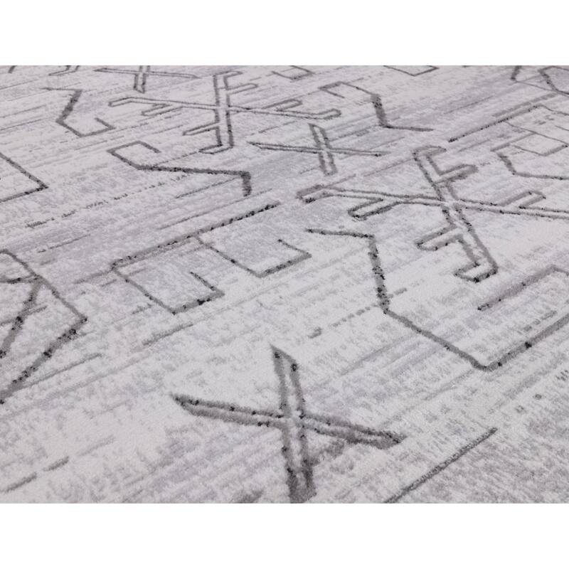 Dream Collection Abstract Moroccan Motif Black and Grey Rug