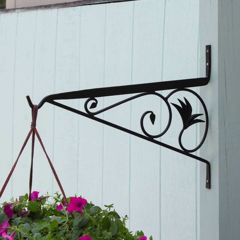 Achla Designs Black Wrought Iron Indoor/Outdoor Large Morris Wall Bracket