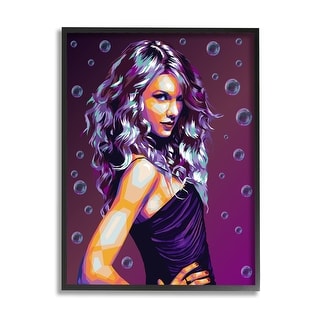 Stupell Modern Purple Girl with Bubbles Framed Giclee Art Design by ...