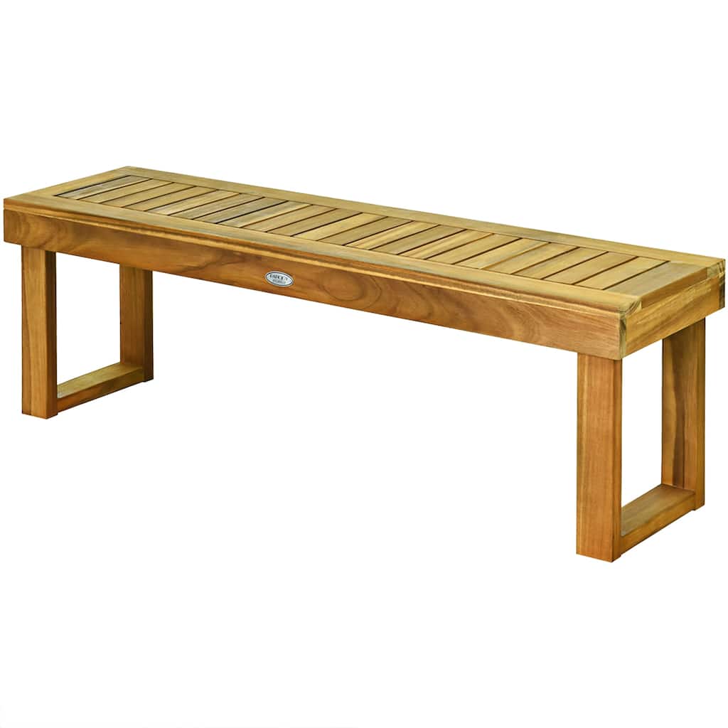 Costway 1/2 PCS 52" Outdoor Acacia Wood Dining Bench Chair Seat Slat