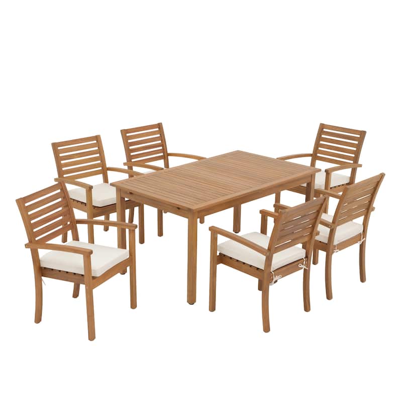 7 Pieces Outdoor ACACIA Wood Dining Set