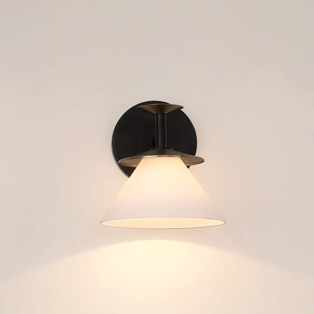 Thesis Tremolo 7-inch 1-light Matte Black and Champagne Gold Vanity Light with Etched Opal Glass