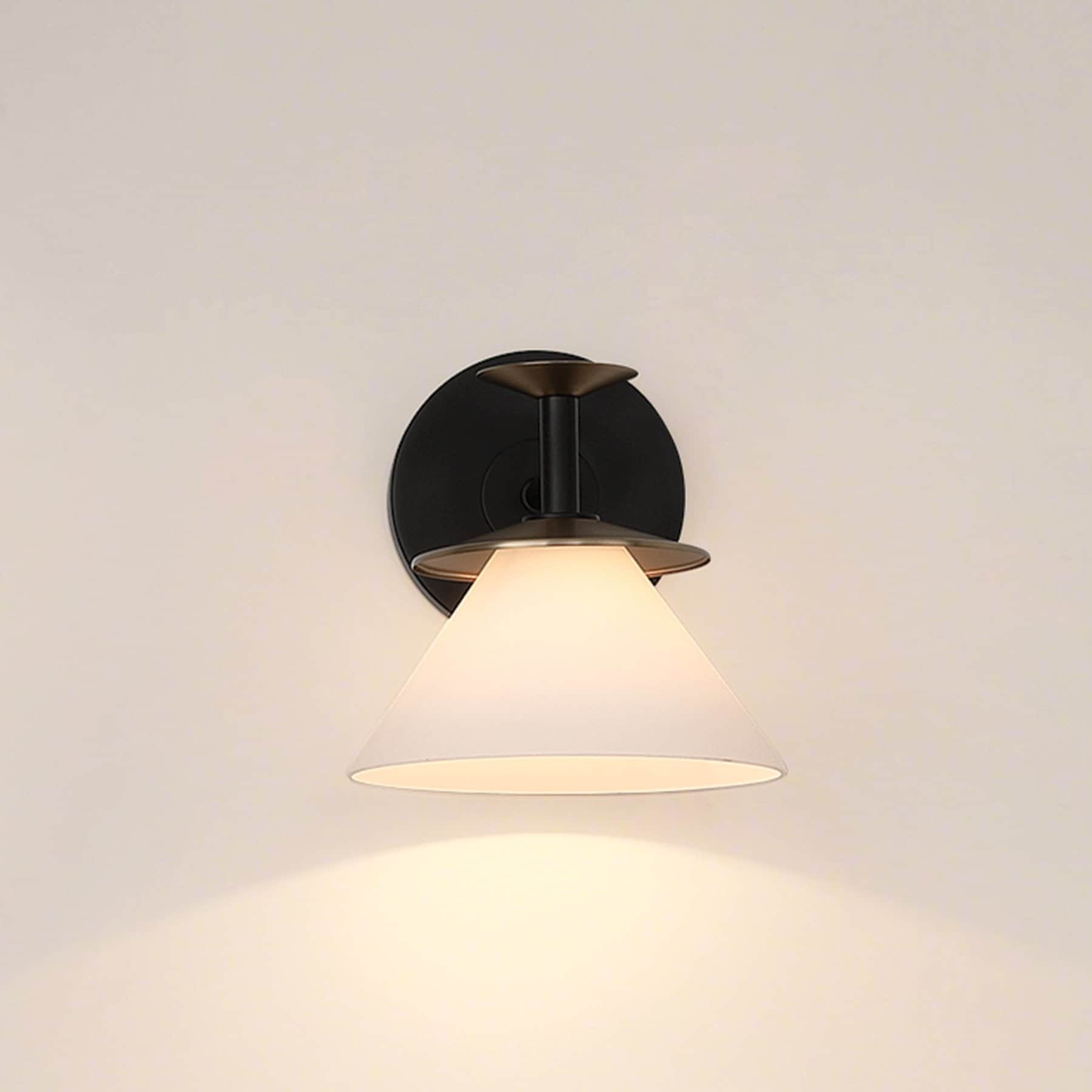 Thesis Tremolo 7-inch 1-light Matte Black and Champagne Gold Vanity Light with Etched Opal Glass