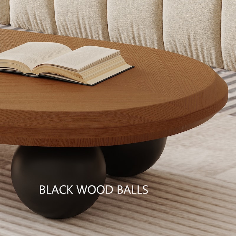51" Modern Wood Coffee Table with 3 ball legs