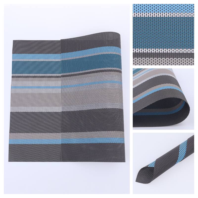 Morden Placemats Set of 6 PVC Placemats for Dining Table Decor Indoor Outdoor Kitchen Table Mat Wipe Clean - 18*12in - Blue