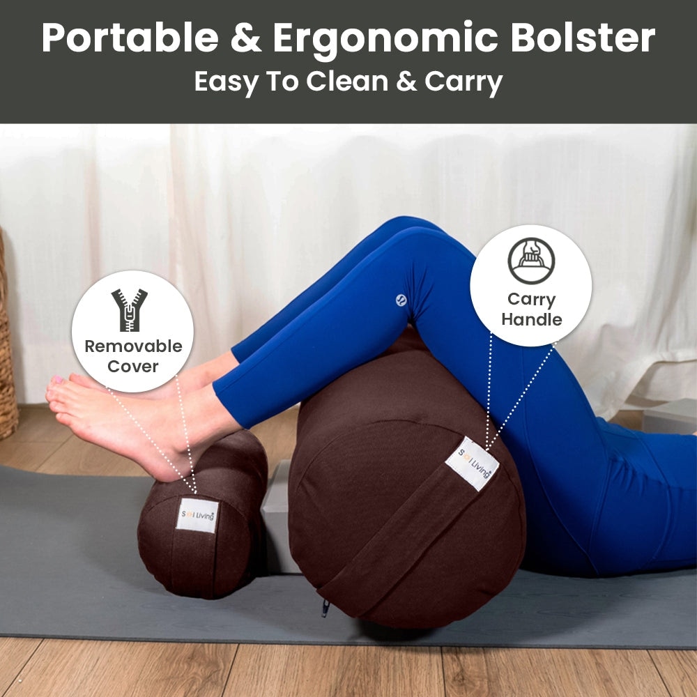 Sol Living Cylindrical Yoga Bolster Meditation Cushion - Cotton
