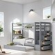 preview thumbnail 2 of 7, Wooden Twin over Twin Storage Bunk Bed with Trundle and Staircase, Grey
