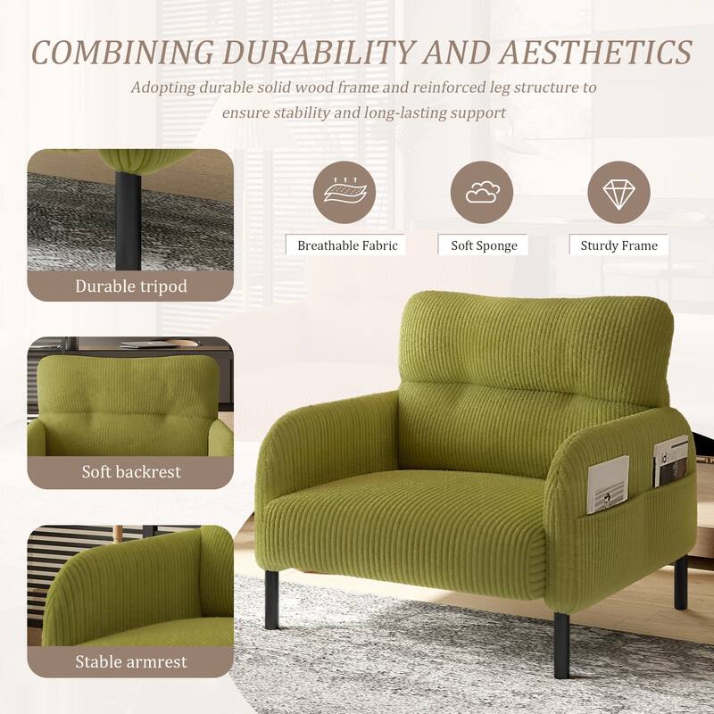 Modern Accent Chair - Olive Green