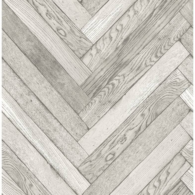 Brewster Mammoth Off-White Diagonal Wood Wallpaper - 20.5in x 396in x 0.025in