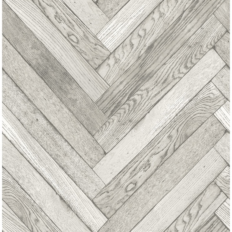 Brewster Mammoth Off-White Diagonal Wood Wallpaper - 20.5in x 396in x 0.025in
